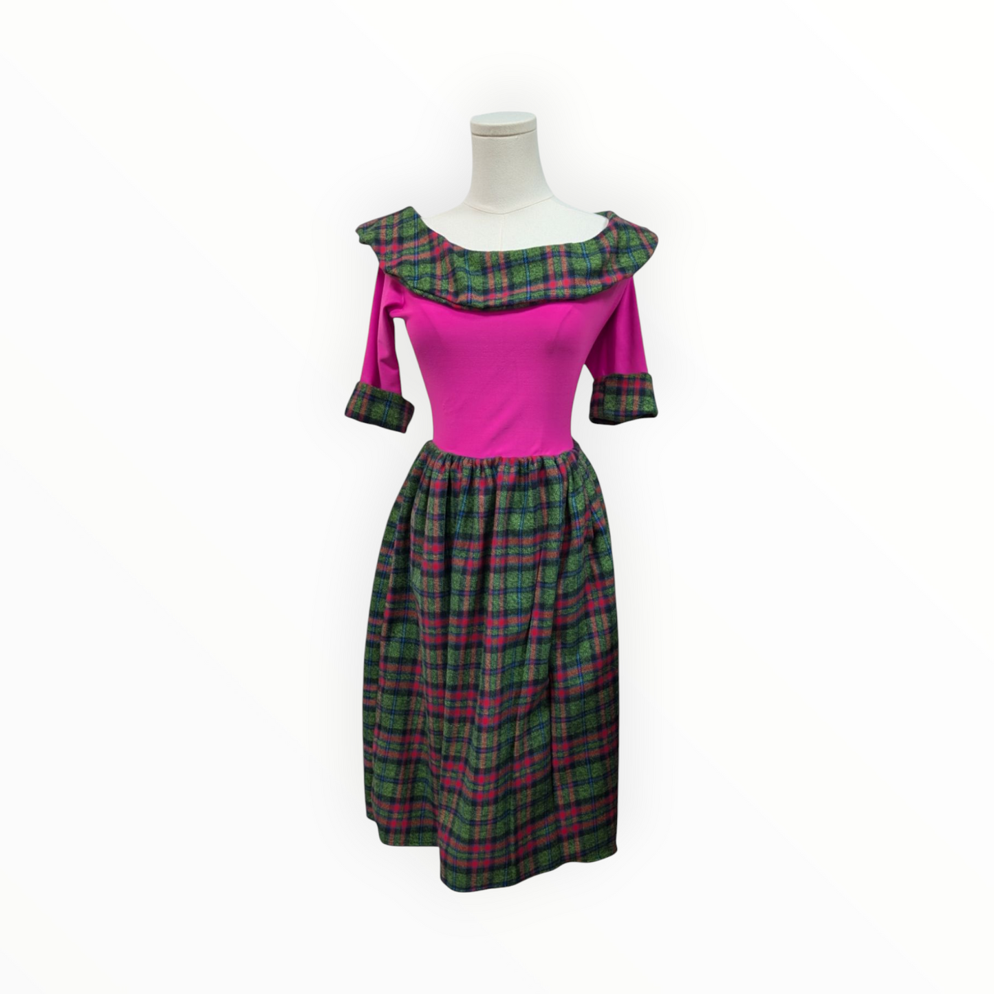 Bea Dress - Green/Pink Plaid