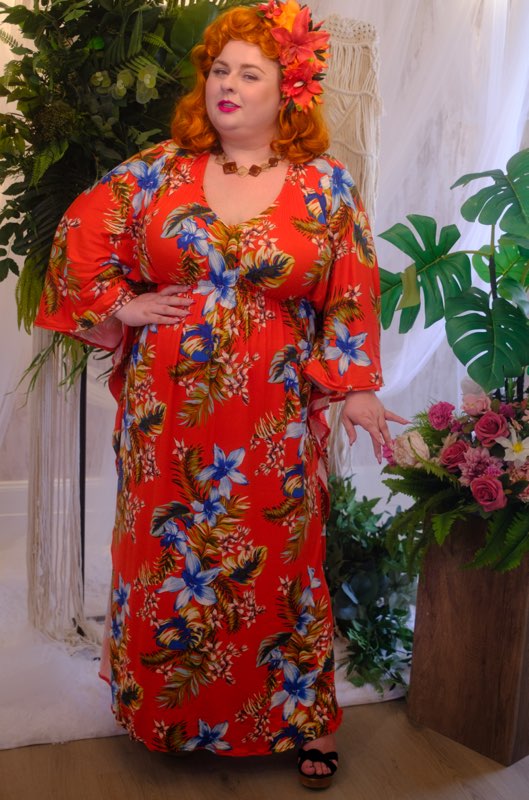 Carmen Caftan - Red Floral