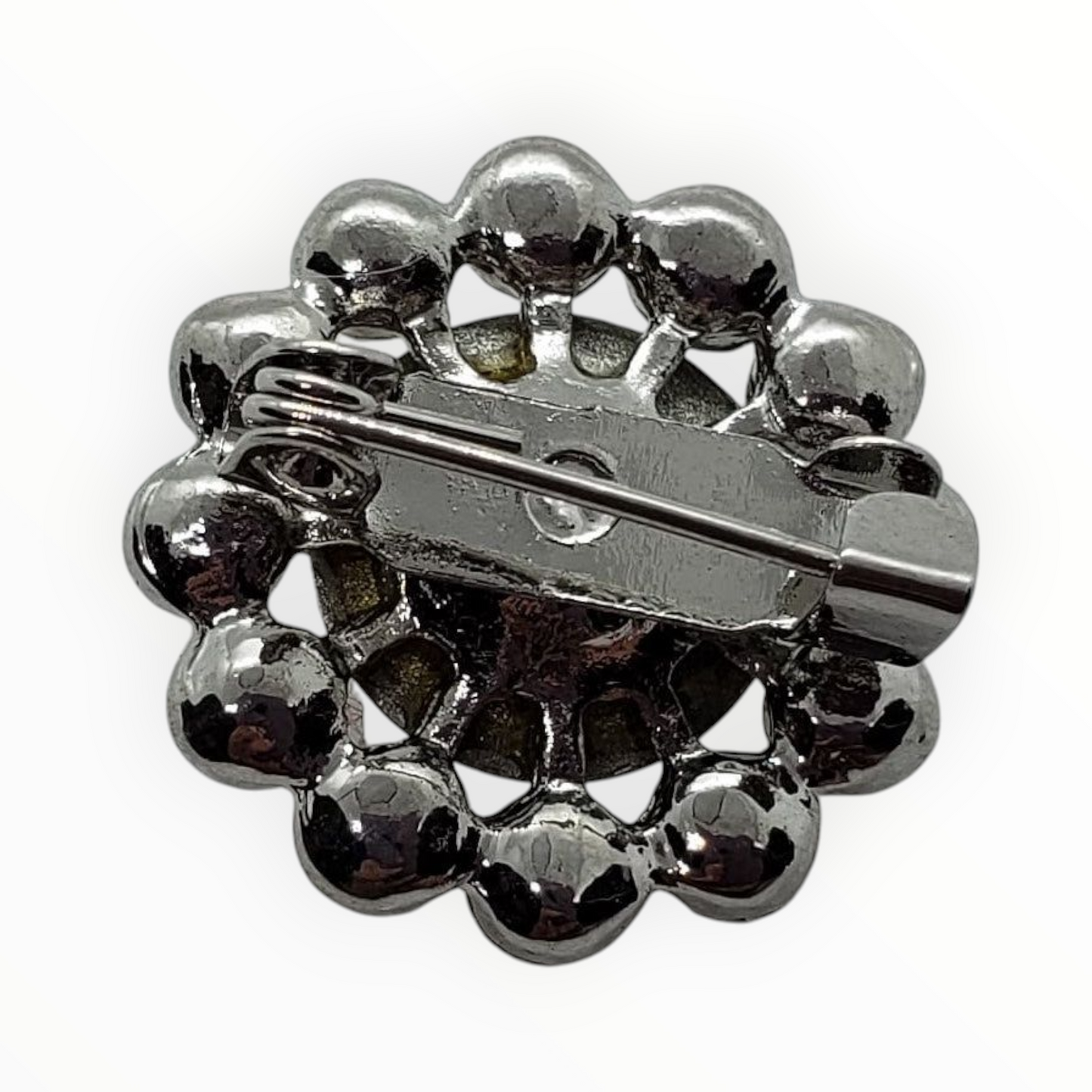 Rhinestone Button Brooch