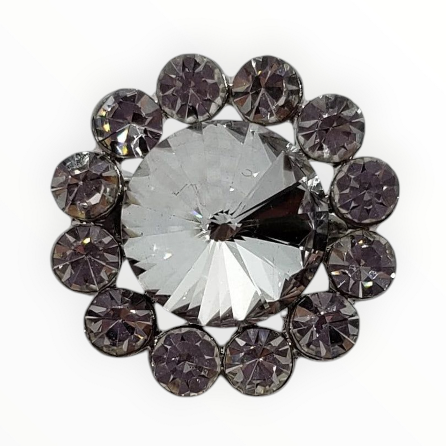Rhinestone Button Brooch
