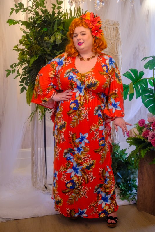 Carmen Caftan - Red Floral