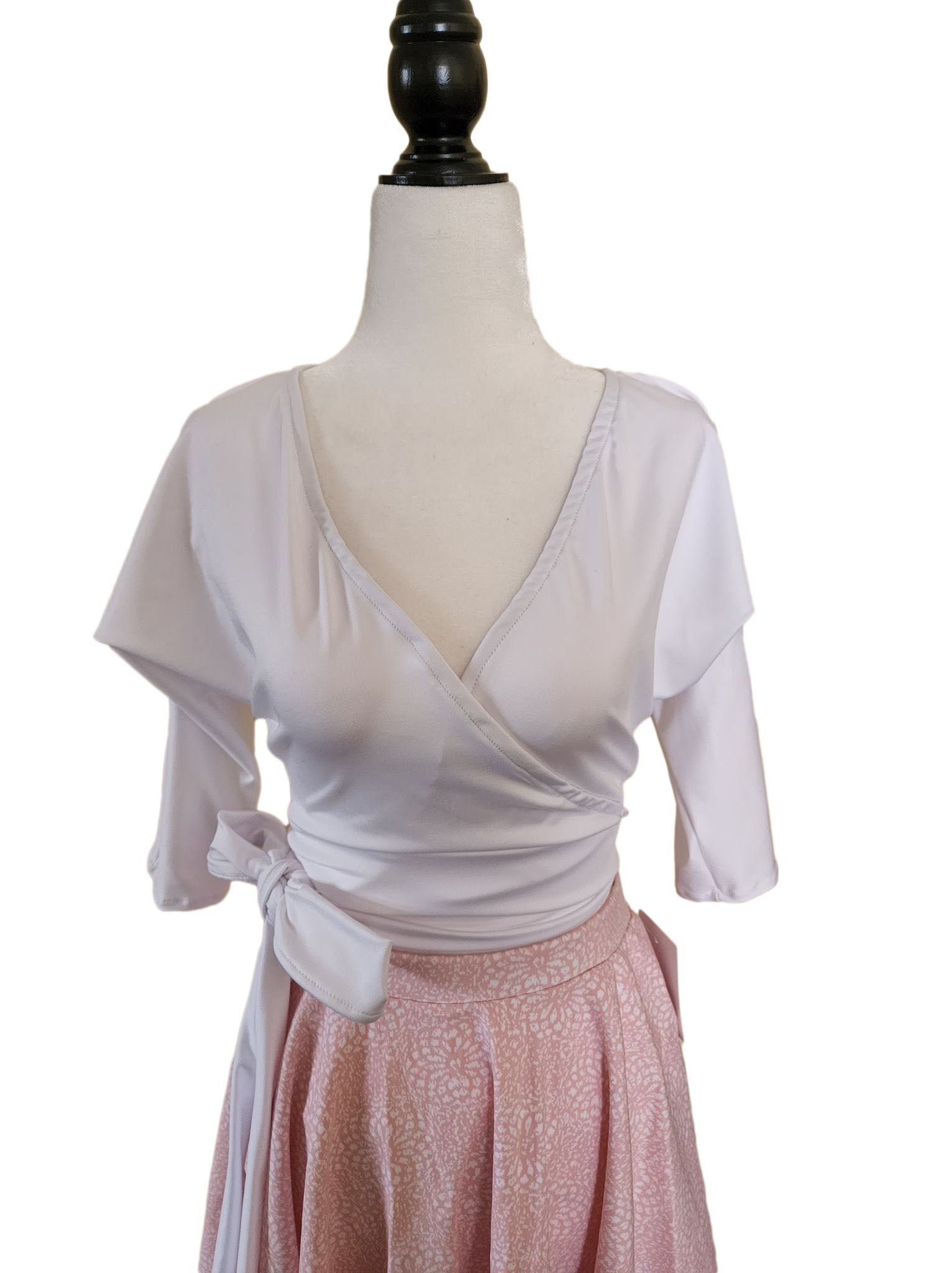 Lucy Wrap Top - White - Retro Peaches