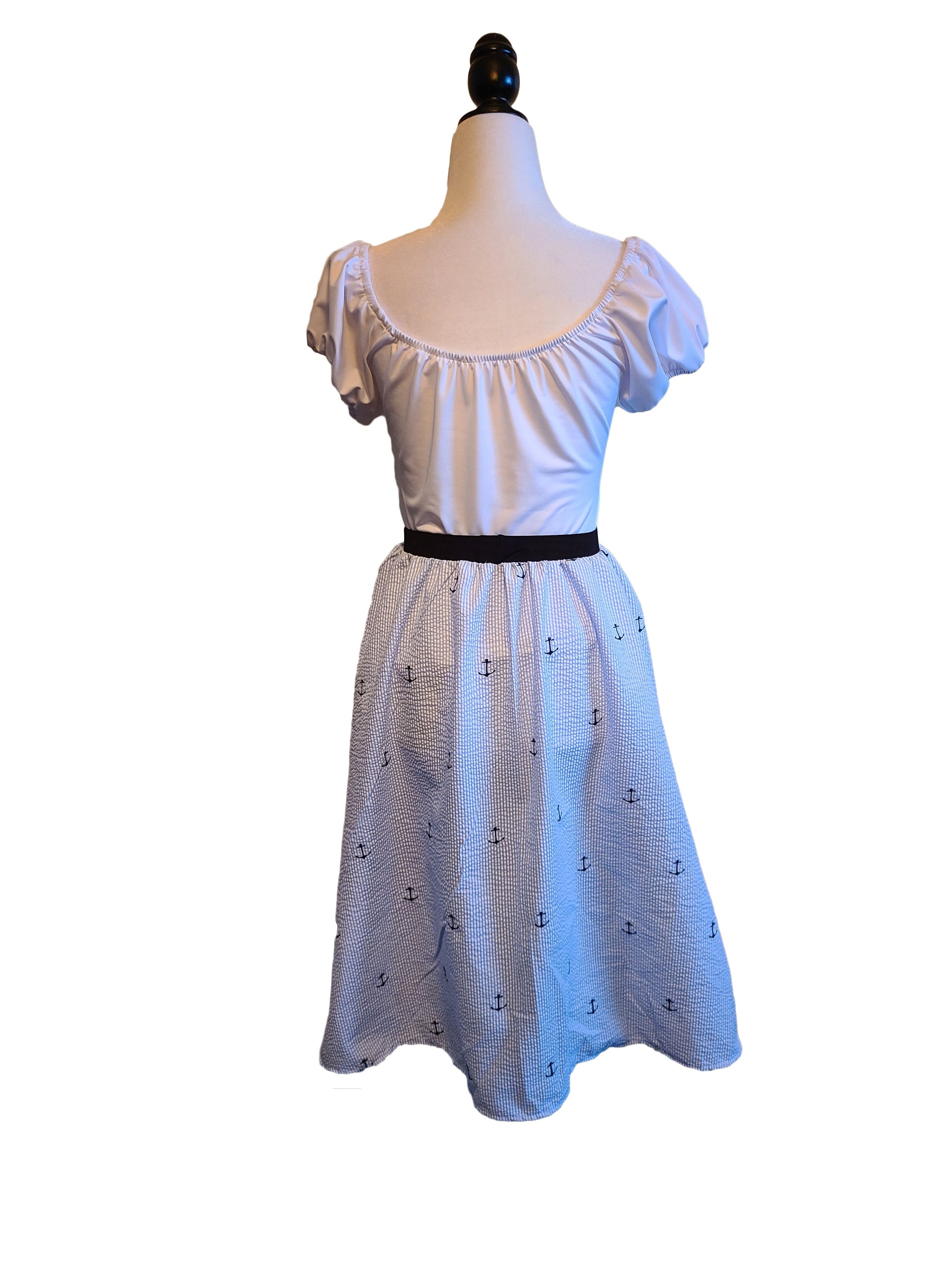 Edna Skirt - Anchor Print Seersucker - Retro Peaches Vintage Dresses