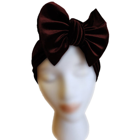 Velvet Bow Turban - Burgundy - Retro Peaches Vintage Dresses