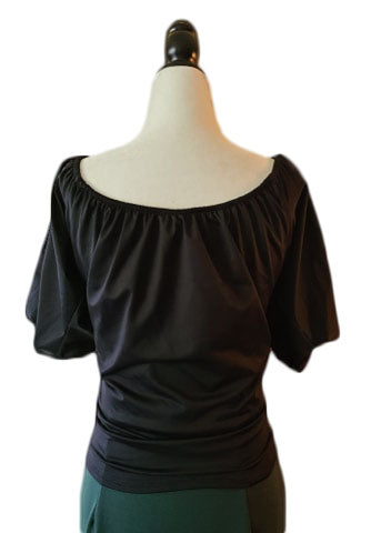 Mid Sleeve Molly Top - Black - Retro Peaches