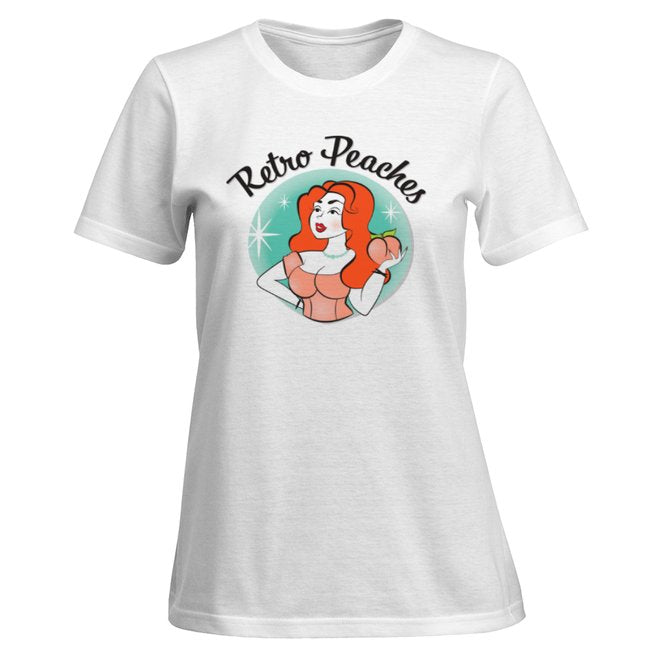 Retro Peaches Logo T Shirt - White - Retro Peaches Vintage Dresses