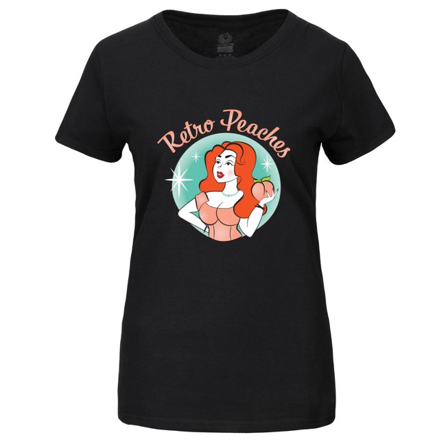 Retro Peaches Logo T Shirt - Black - Retro Peaches Vintage Dresses